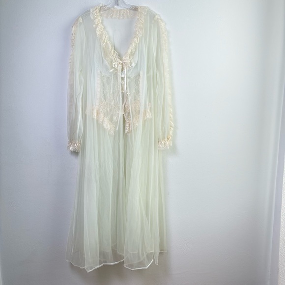 Vintage Ethereal Victorian Chiffon Bridal Wedding Peignoir Nightgown Robe Set 2X - Picture 3 of 17